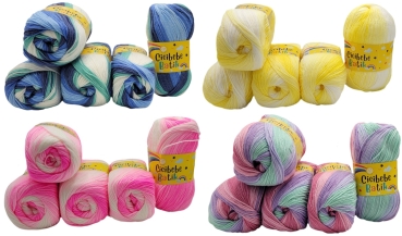 500 g Cicibebe Batik Strickgarn mehrfarbig mit Farbverlauf, 5x100 Gramm Strickwolle bunt, Farbverlaufsgarn